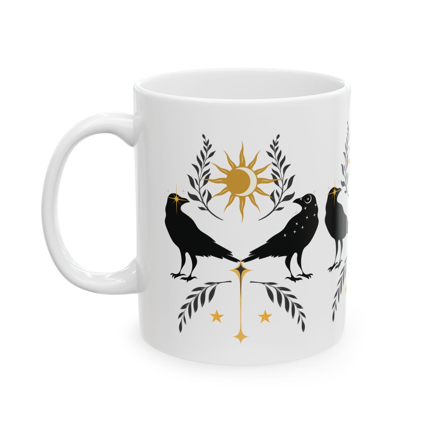 Sun Moon Raven Ceramic Mug, (11oz, 15oz)