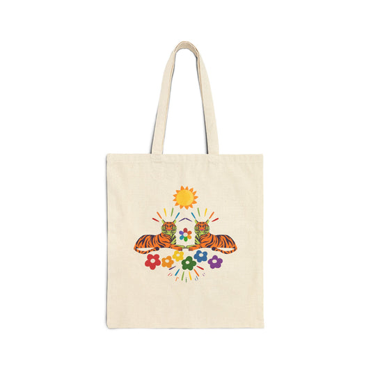 Tiger Flower Cotton Canvas Tote Bag