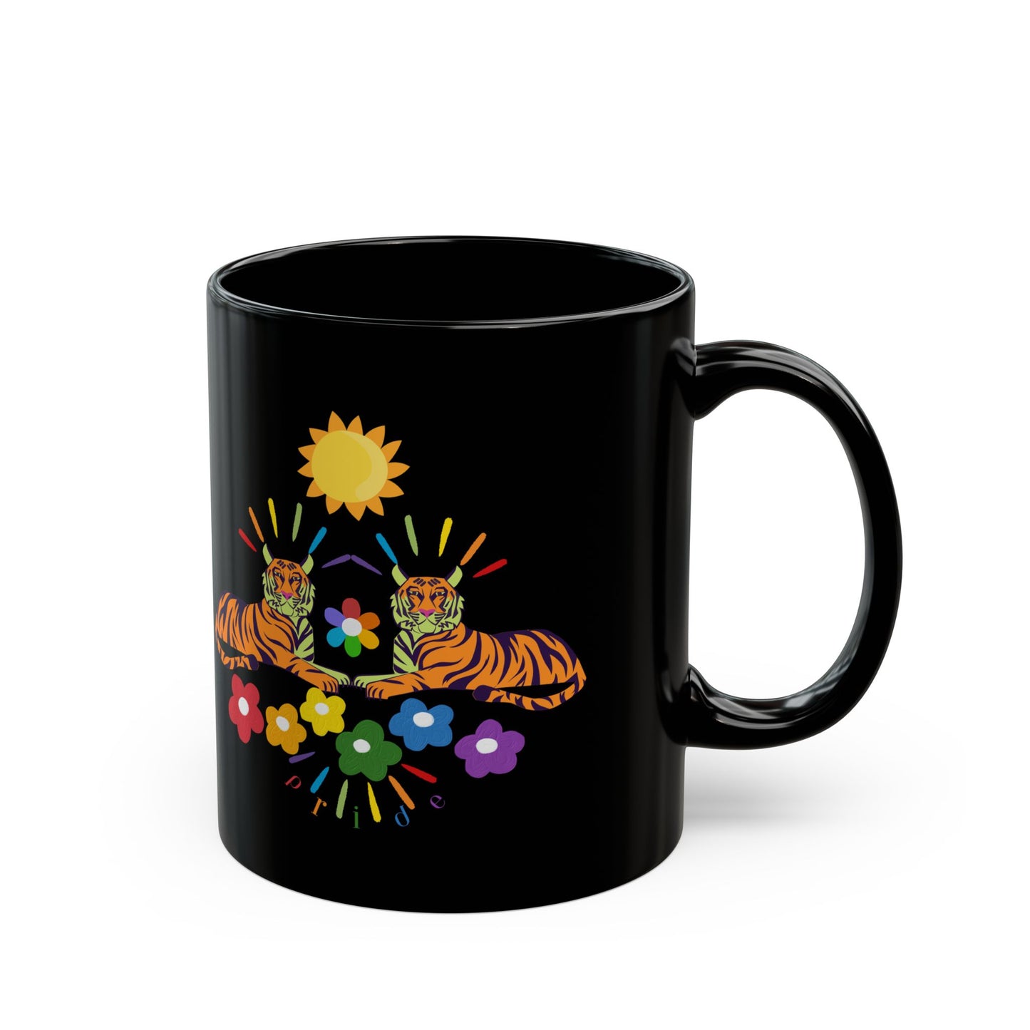 Tiger Flower Black Mug (11oz, 15oz)