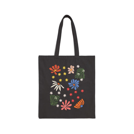 Abstract Flowers Cotton Canvas Tote Bag