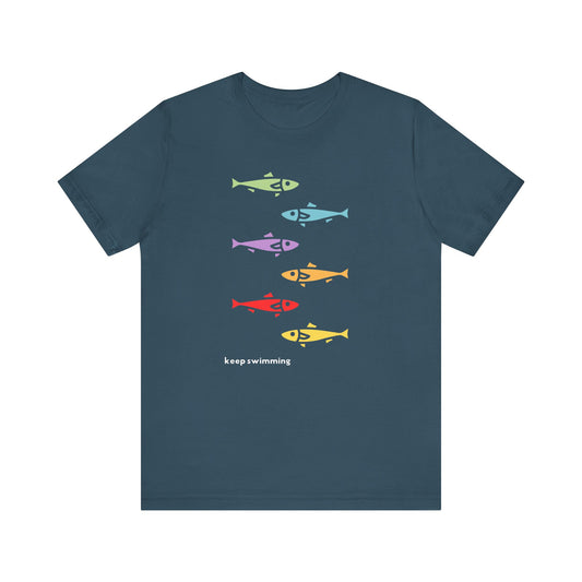 Keep Swimming Rainbow Unisex Jersey Short Sleeve Tee