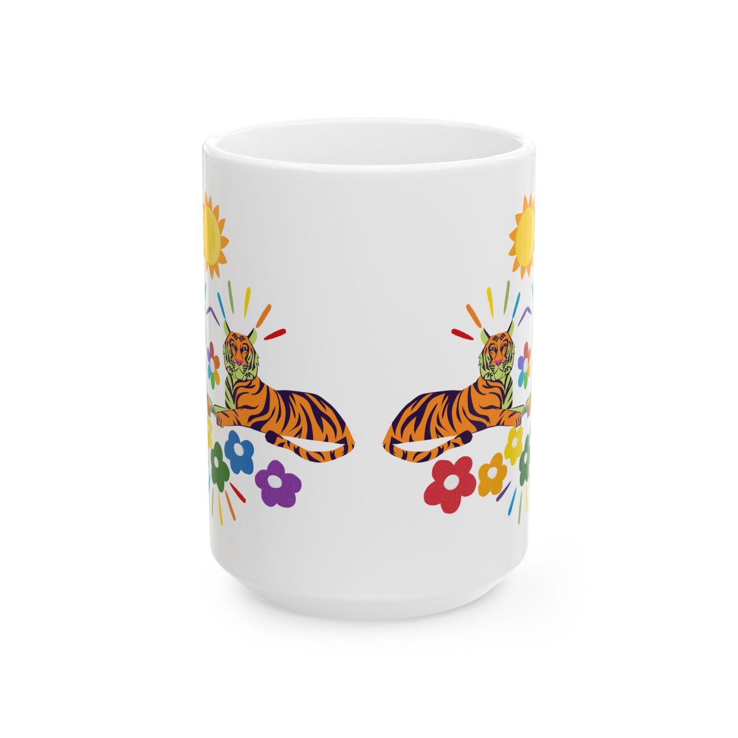 Tiger Flower Ceramic Mug, (11oz, 15oz)