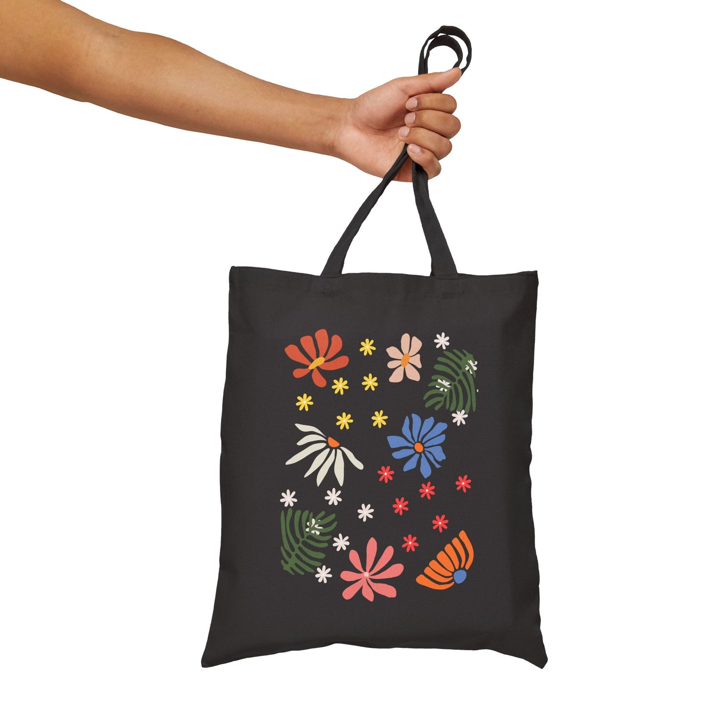 Abstract Flowers Cotton Canvas Tote Bag